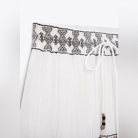 ZARA BOHO EMBROIDERED MIDI SKIRT - Picture 14 of 14